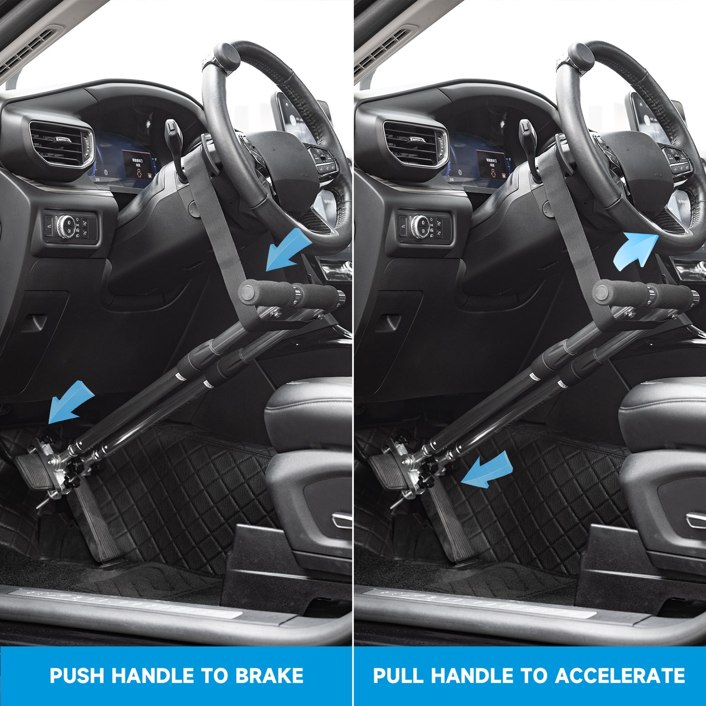Portable Car Hand Controls Device,Handicap Driving Hand Controlled Drive Assist for Injured, Handicap, Disabled Drivers,Hand Controls for Disabled Drivers with Storage Bag(Black)