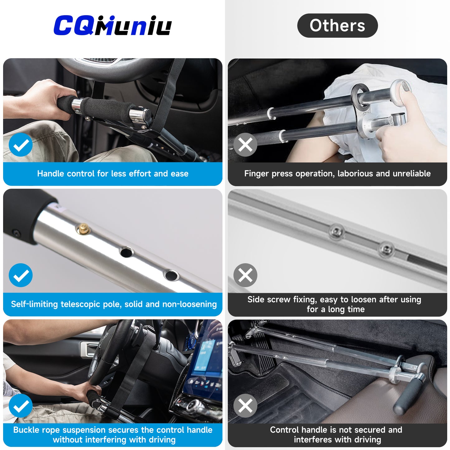 Portable Car Hand Controls Device,Handicap Driving Hand Controlled Drive Assist for Injured, Handicap, Disabled Drivers,Hand Controls for Disabled Drivers with Storage Bag(Black)