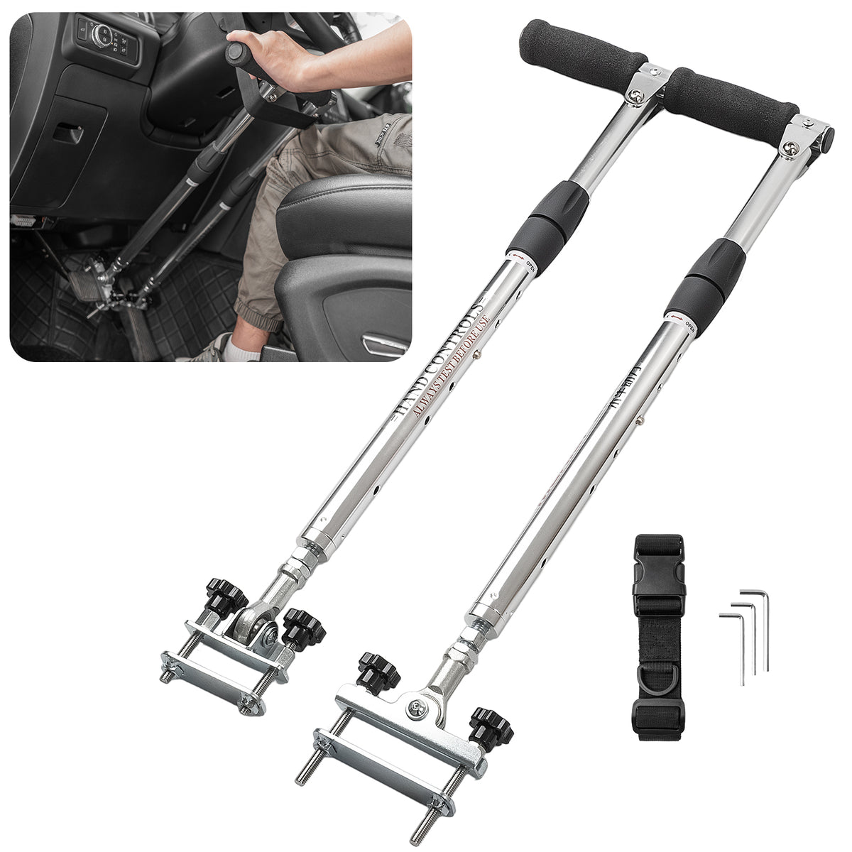MPT-H5-2(L,R) Portable Car Hand Controls Device, Handicap Driving Hand Controlled Drive Assist for Injured, Handicap, Disabled Drivers