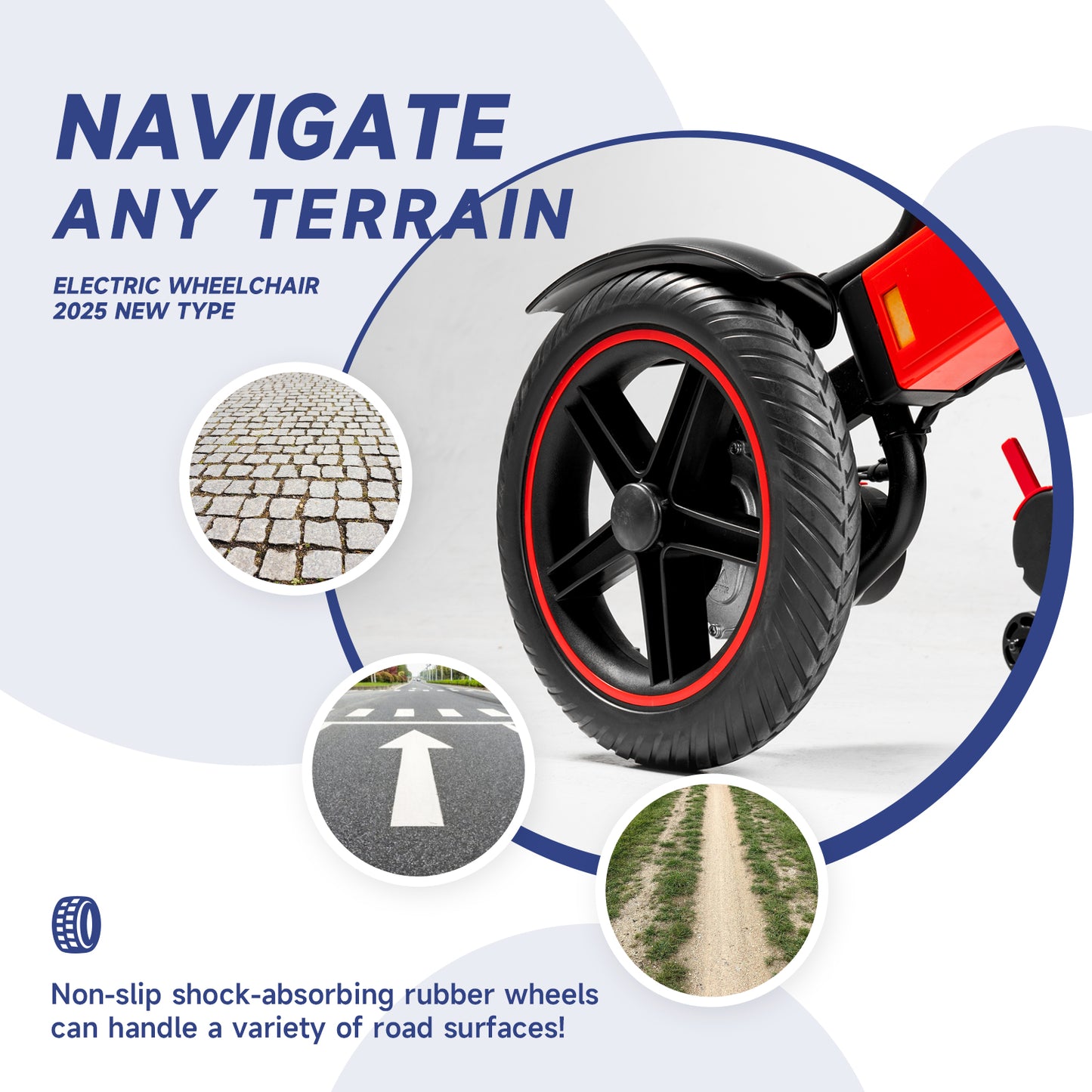 Electric Wheelchair for Adults - 30KM Long Range Lightweight Foldable - Dual 250W Motors & Dual 12Ah Batteries - All-Terrain, Comfortable Seat, Easy to Transport