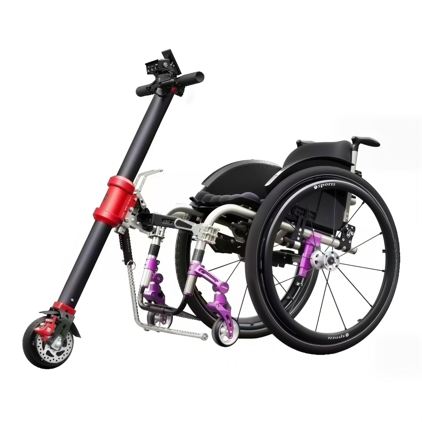 MP-XZQ1 MUNIU 350W Electric Wheelchair Handcycle Conversion Kit Wheel Chair Handbike Attachment 6.5 Inch Motor Wheel Power Assist
