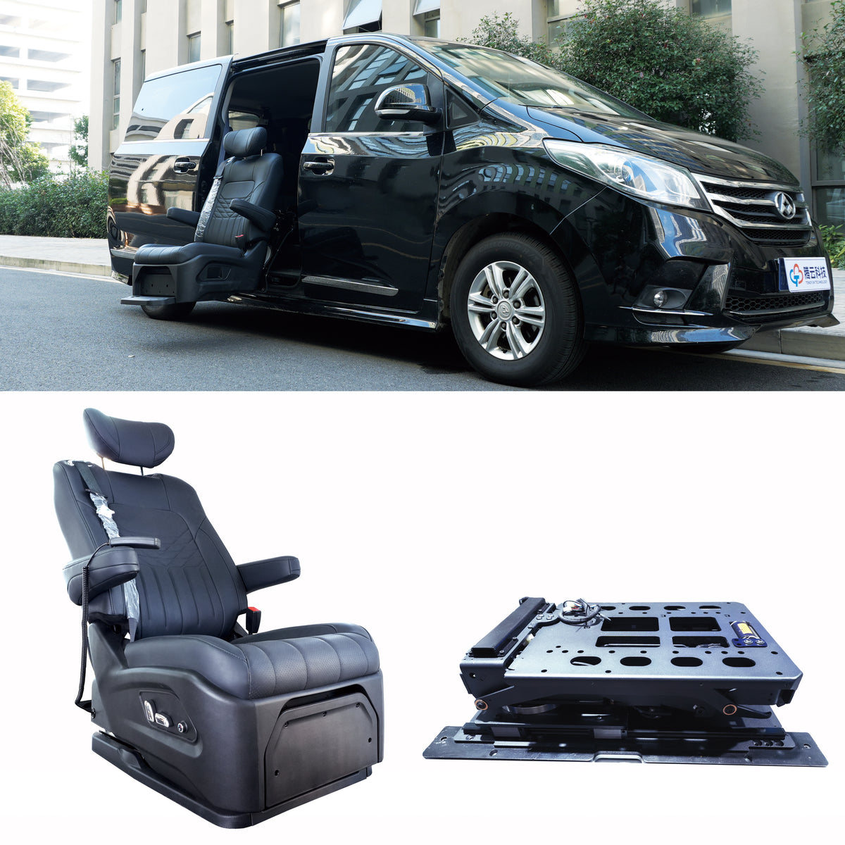 S5B Base-Mount Power Swivel & Lift Car Seat — CE Certified, 180kg Load, 0–113° Rotation for SUV / MPV / Van