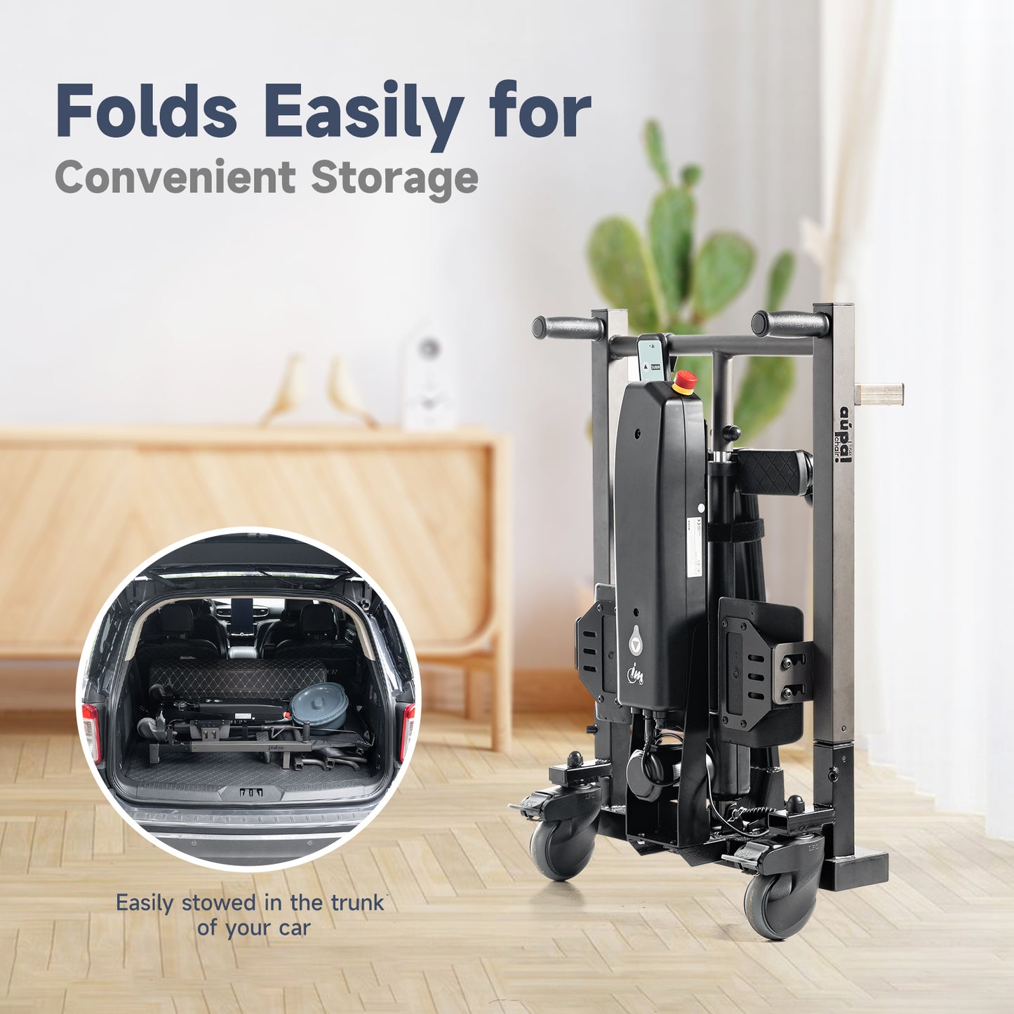 Electric Patient Lift Transfer Chair, Portable Patient Lift for Home, 330lbs Heavy Duty Toilet Chair with 10" Height Adjust for Elderly & Disabled, Compact for Tight Spaces